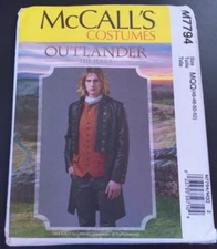 McCalls COSTUMES Pattern M7794 Mens OUTLANDER Jamie Fraser Lined Coat Sz 46-52
