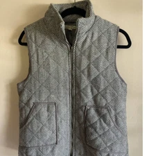 Wishlist Grey Herringbone Soft Quilted Full Zip Lined Vest Size Small