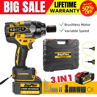 DAYPLUS 2500NM Impact Wrench Drill Cordless Driver Car Repair Wheel Nut Gun Set+Battery