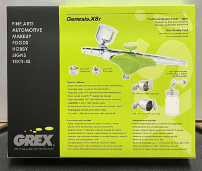 Genesis.XSi3 Ergonomic Dual Action Sidefeed Grex Airbrush Model Painting New!