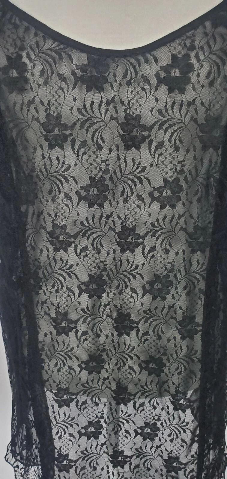 UNDERCOVER Camicia slip vintage Victorias Secret nera trasparente donna M L lingerie sexy etichetta oro