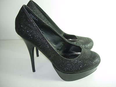 black glitter stilettos