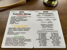 Medication Calculations and Penicillin Allergy Healthcare, Nursing, Medical Card