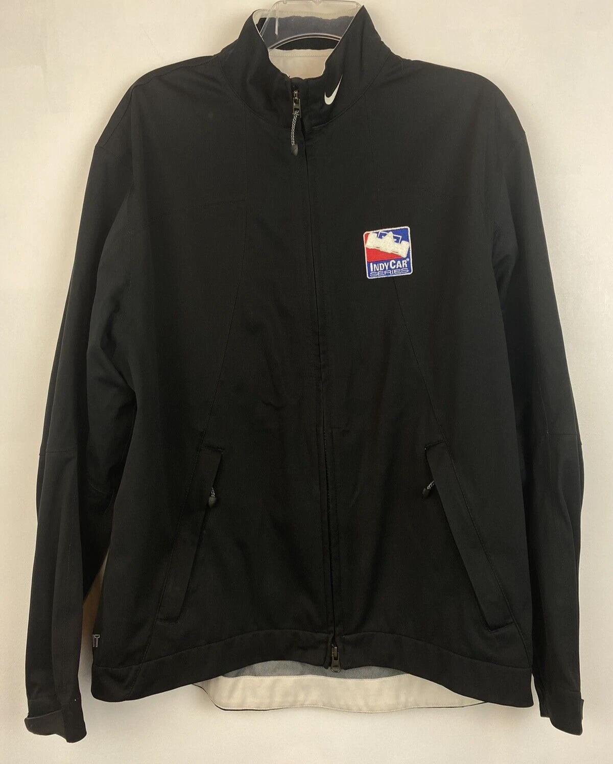 Nike Golf Indy 500 Mens M Windbreaker Storm Fit Zip Jacket Black Car Series Read
