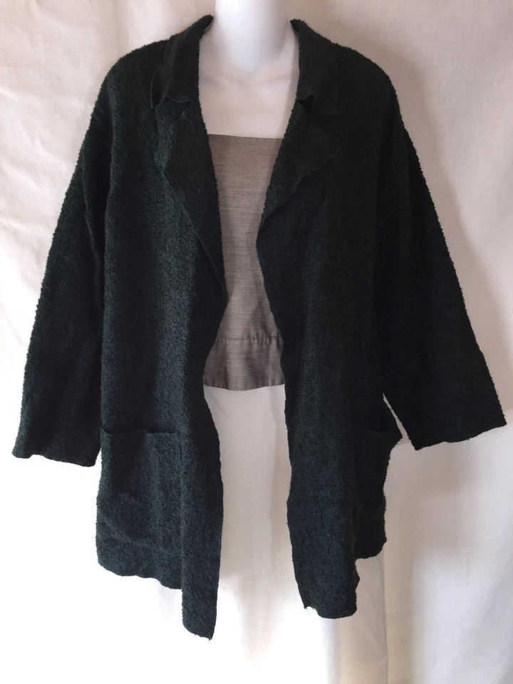 Cárdigan Suéter Chaqueta Preston & York Talla Mediana Verde Lana Nubby Lagenlook M Foto 2 de 4