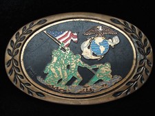 PF07136 VINTAGE 1983  UNITED STATES MARINES  MILITARY SOLID BRASS BELT BUCKLE