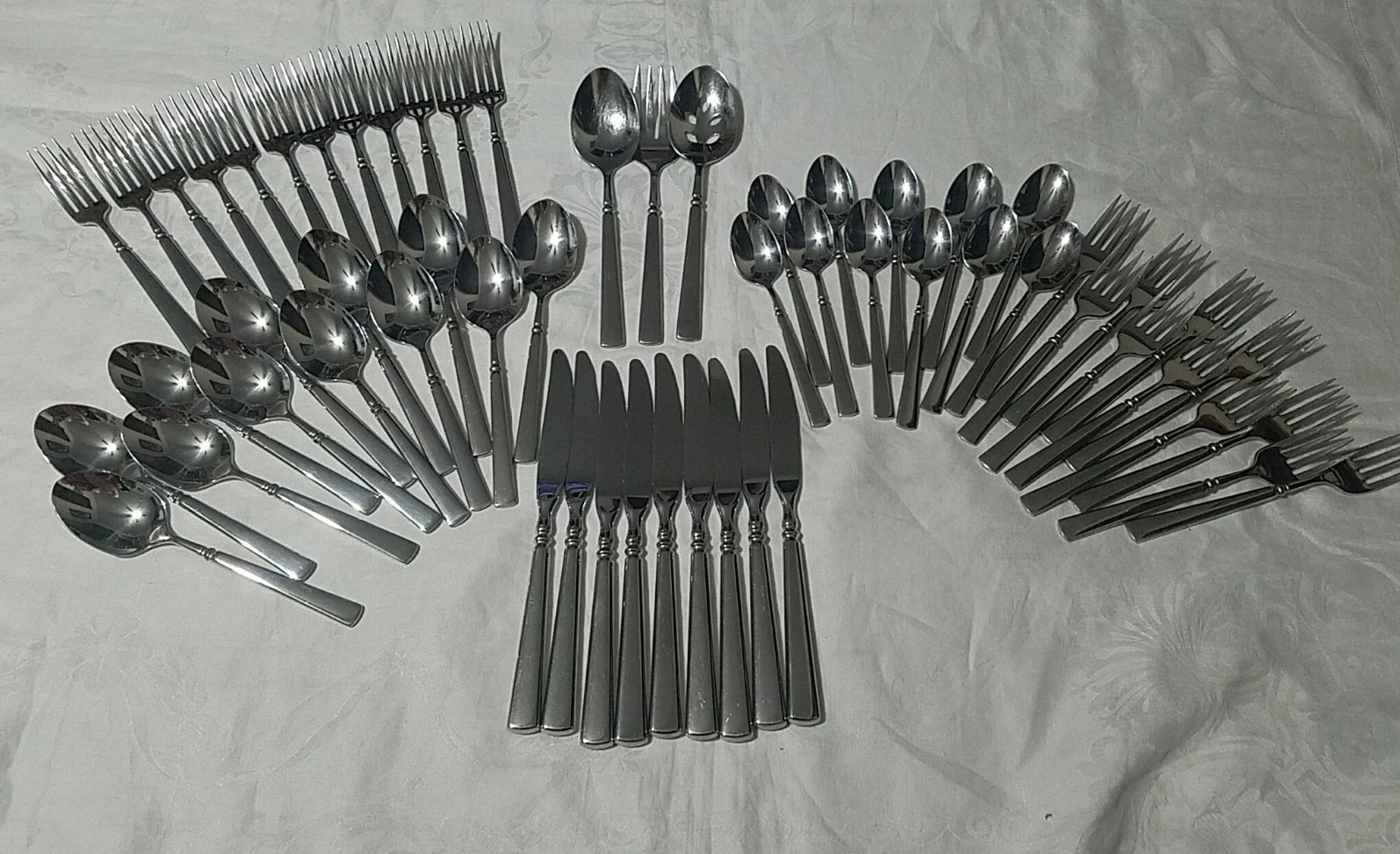 58 Oneida EASTON Cube Stainless Flatware Set EUC