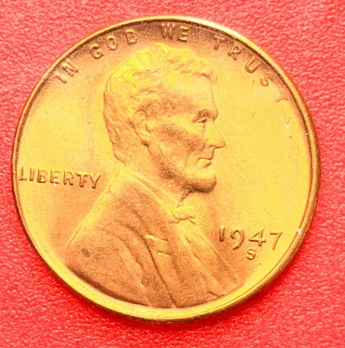 1947-S Lincoln Wheat Cent Penny GEM RED BU From an Original Bank Roll