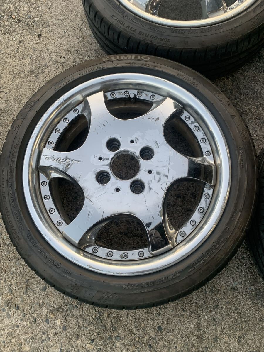 JDM Rare unused WEDS Kranze BAZREIA chrome 15-inch aluminum wheels