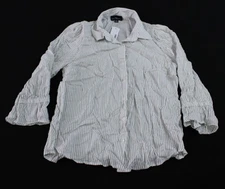 Fortune + Ivy Women's Norelle Button Down Striped Shirt AC2 White Large NWT 