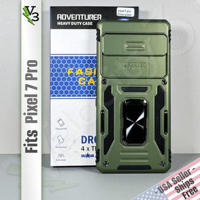 Case for Pixel 7 Pro - Olive Green | Camera Cover | Ring Holder & Kickstand