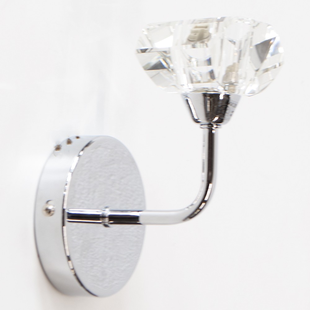 Litecraft Glass Shaded Uplighter Wall Light - Polished Chrome, Clear Clearance