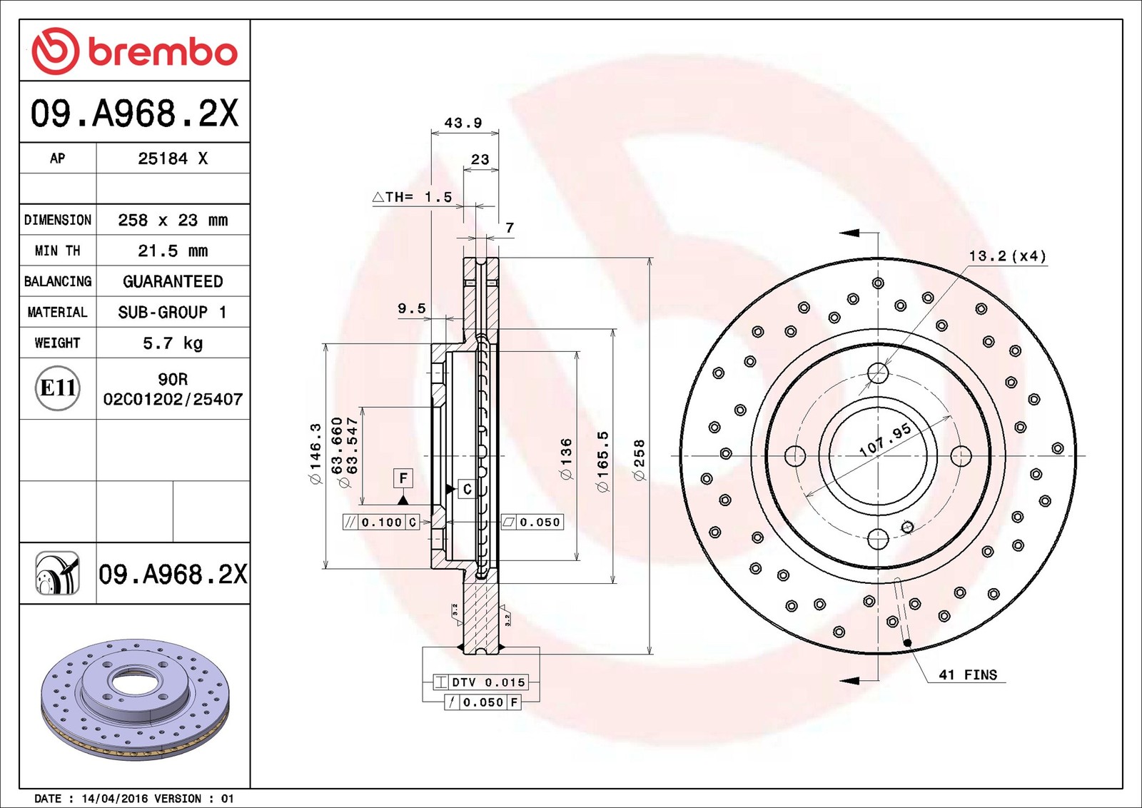 BREMBO 09.A968.2X Bremsscheiben | Kompatibel mit: FORD FIESTA VI, FIESTA VI Van, KA+ III - Bild 9