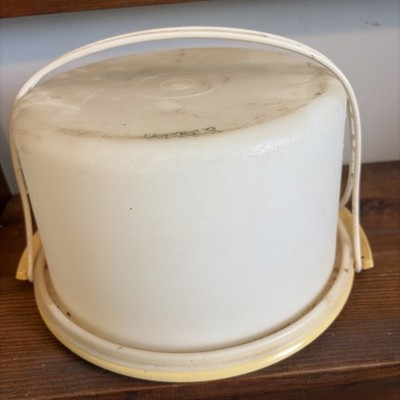 Vintage Harvest Gold Tupperware Cake Keeper W/ Handle #684-7 #683-7 624-27 10 