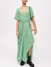 Maje dress green printed size FR 38 M women's long dress maxi dress MFPRO02401