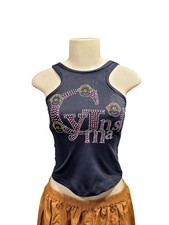 GK Elite Cheer Top Open Racerback Rhinestones Black Child Girls Size L NWT 