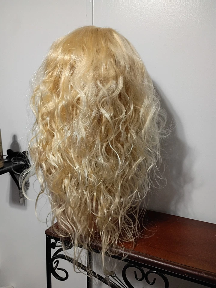 613 Blonde Long Handsewn Human Hair Lace Front Wig - Image 3 of 4