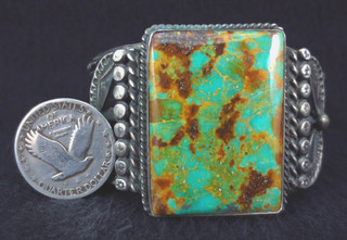Antique Navajo Bracelet Sterling Silver and Turquoise 82 g. = 2.9 oz.