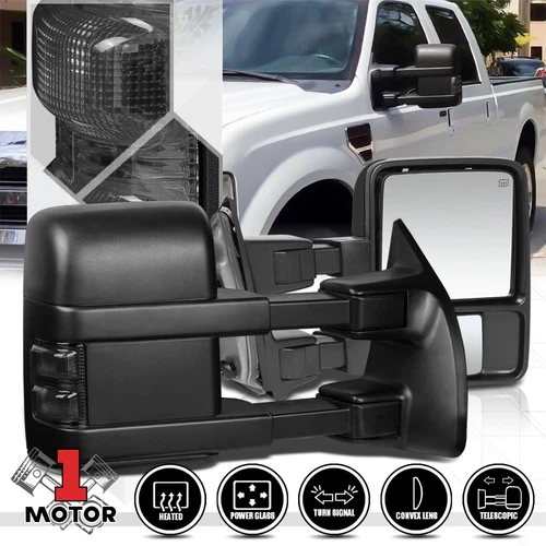 [Pair] Power+Heated LED Signal Towing Side Mirror for 99-07 Ford F250 Super Duty