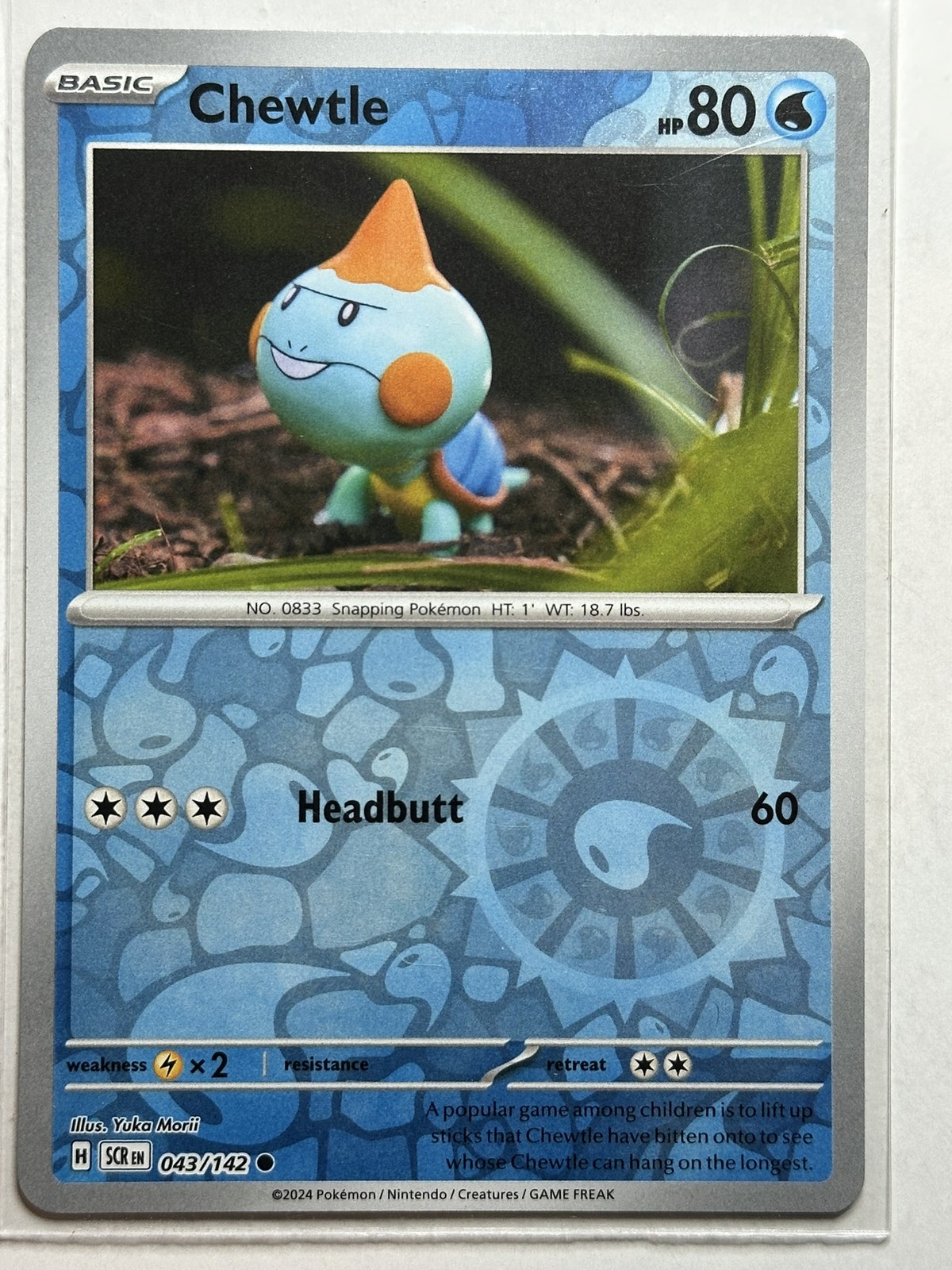 Chewtle SV07: Stellar Crown 043/142Yuka Morii LP-LP Pokémon Card Rev Holo