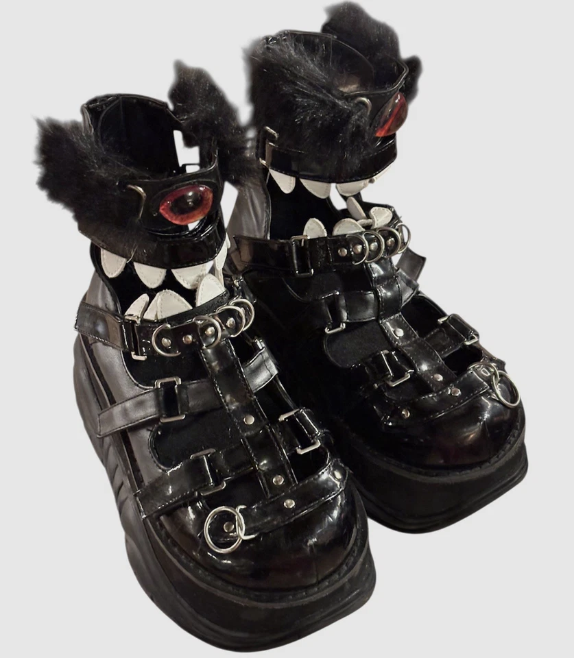 Botas Negras RARAS DEMONIA Neptune 150 Monster Eye Chomp Plataforma Talla 11  Foto 2 de 4