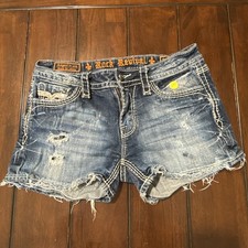 Rock Revival Kai Women's Distressed Denim Shorts Sz 29
