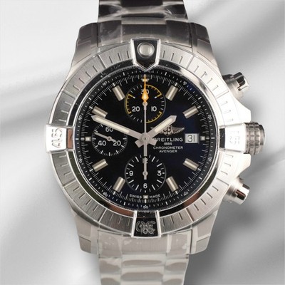 Breitling Avenger Chronograph 45mm Black Dial Steel Mens Watch A13317