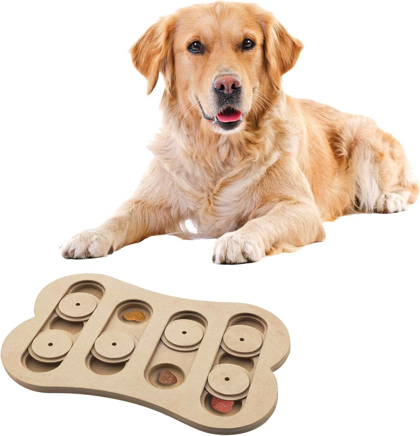 Interactive Seek-A-Treat Shuffle Bone Dog Toy Puzzle | Dog Treat Reward Toy Impr