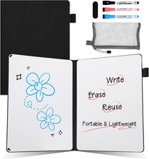 Portable White Board Dry Erase Notebook, 8.4" X 6" Double Sided Folding Whiteboa