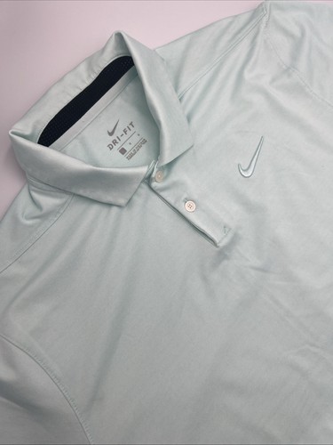 Nike Herren Dri-Fit Polo hellblau Shirt Größe Large gesticktes Logo