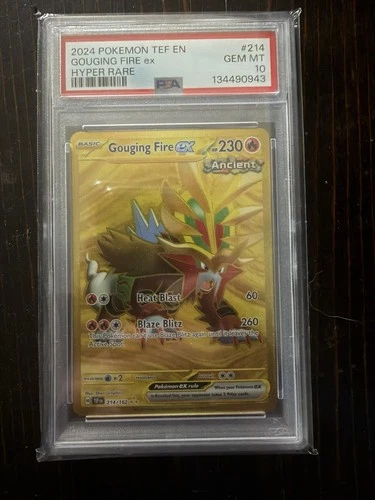 2024 POKEMON TEF EN-TEMPORAL FORCES HYPER RARE #214 GOUGING FIRE EX PSA 10