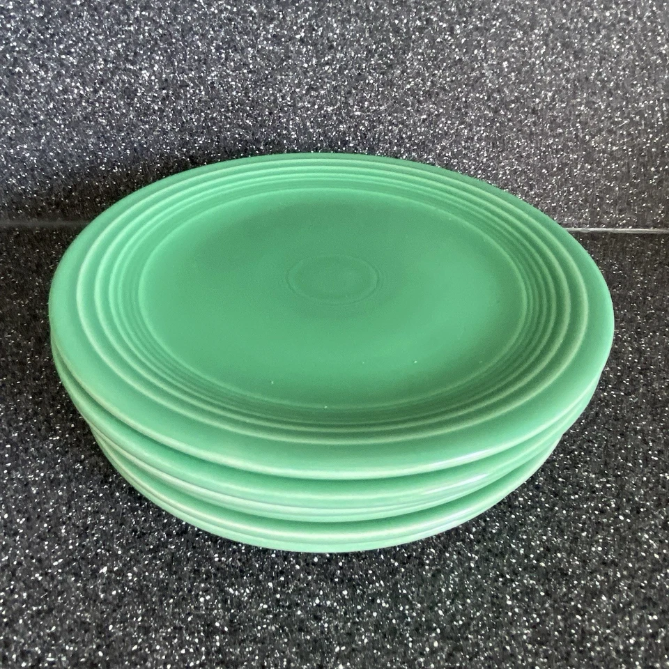Vintage Fiesta Mint Green 7.5" Salad Bread Luncheon Plates Lot of 6 - Image 2 of 4