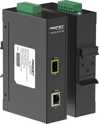 PROCET 30W PoE Injector SFP Uplink Gigabit DIN Rail PoE+ Power Adapter, 6KV S...