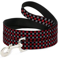 "Dog Leash Mini Checker Black/Gray/3 Red Wide 1.5\" (Us Import)"