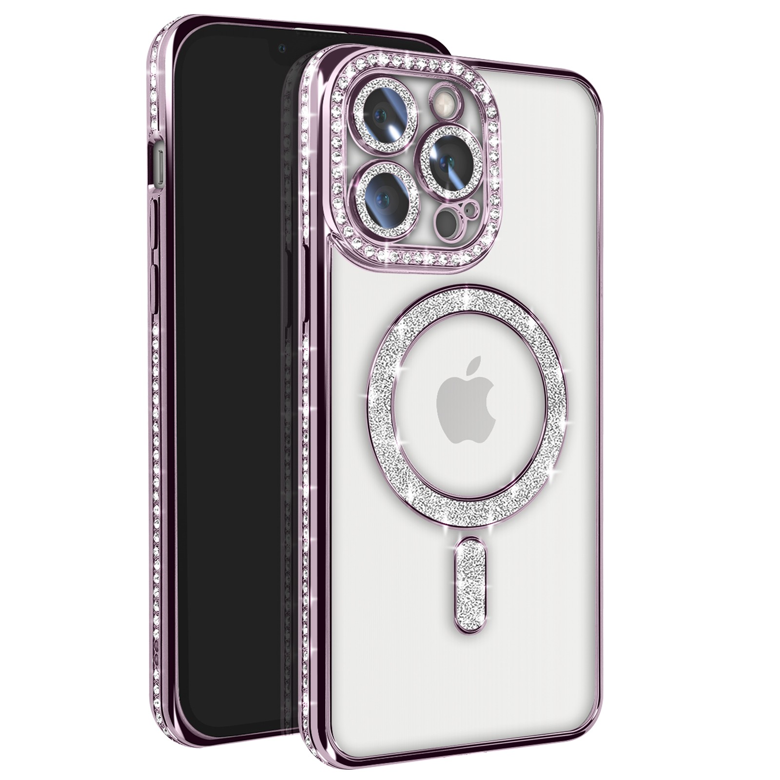 Coque iPhone 13 Pro violette à strass Diamant Case par Avizar