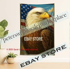 Bald Eagle Portrait Tapestry 3D Effect Patriotic Art americana 39X59 in