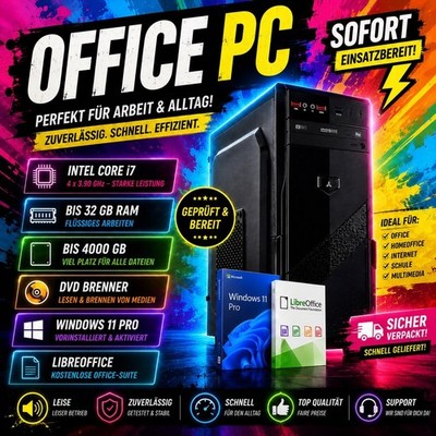  Office PC | Intel Core i7 | 32 GB RAM | 4000 GB | WLAN | DVD |Sofort Startklar