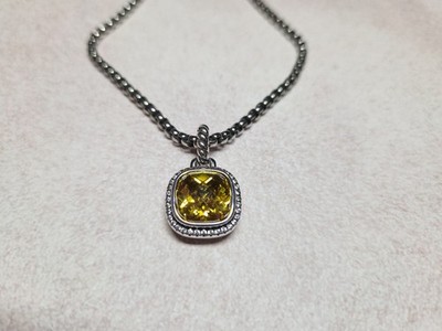 David Yurman 925 Sterling Silver 14mm Albion Yellow Citrine 20'' Necklace