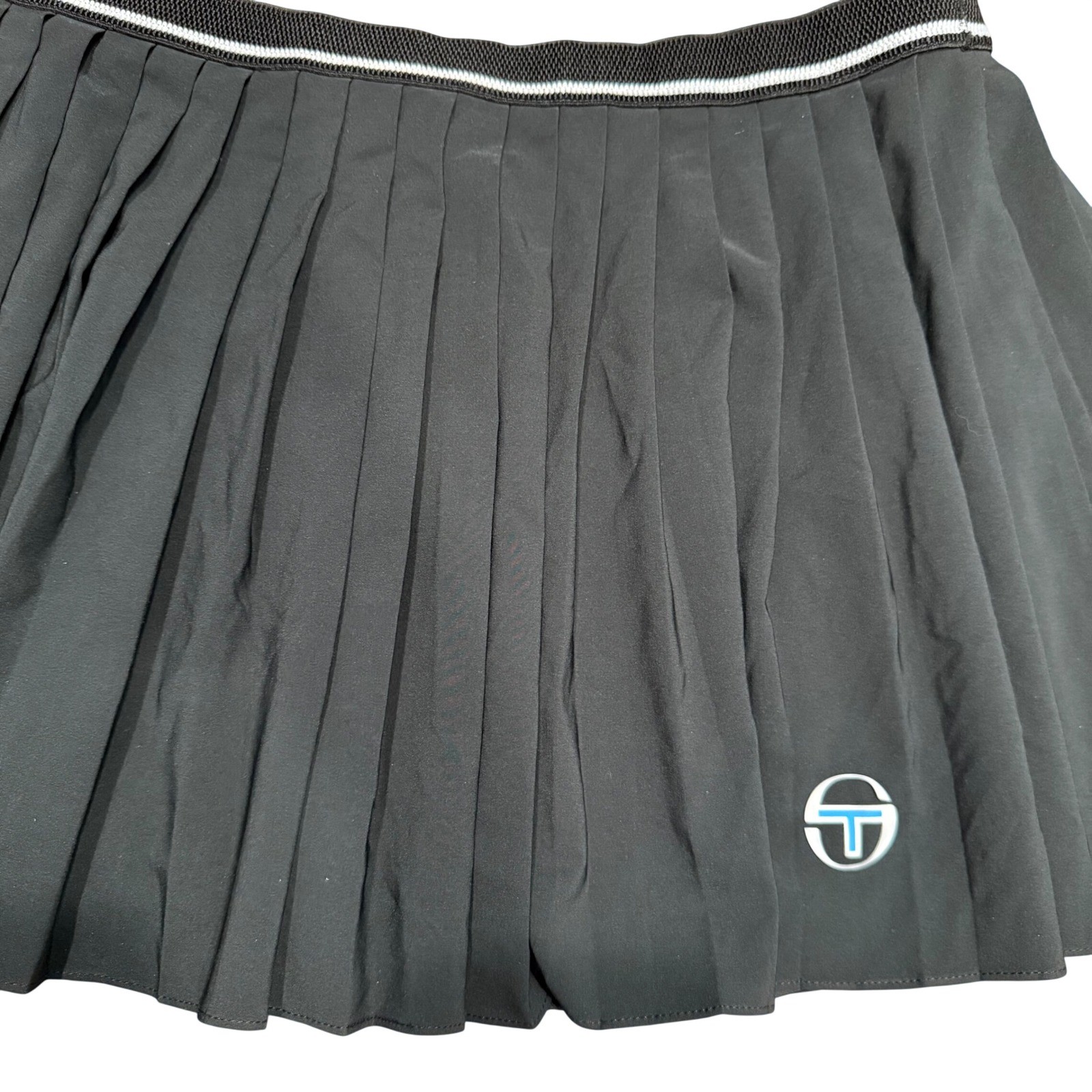 Sergio Tacchini Y2K Blockette 2XL Black Pleated Tennis Skort Skirt Grunge