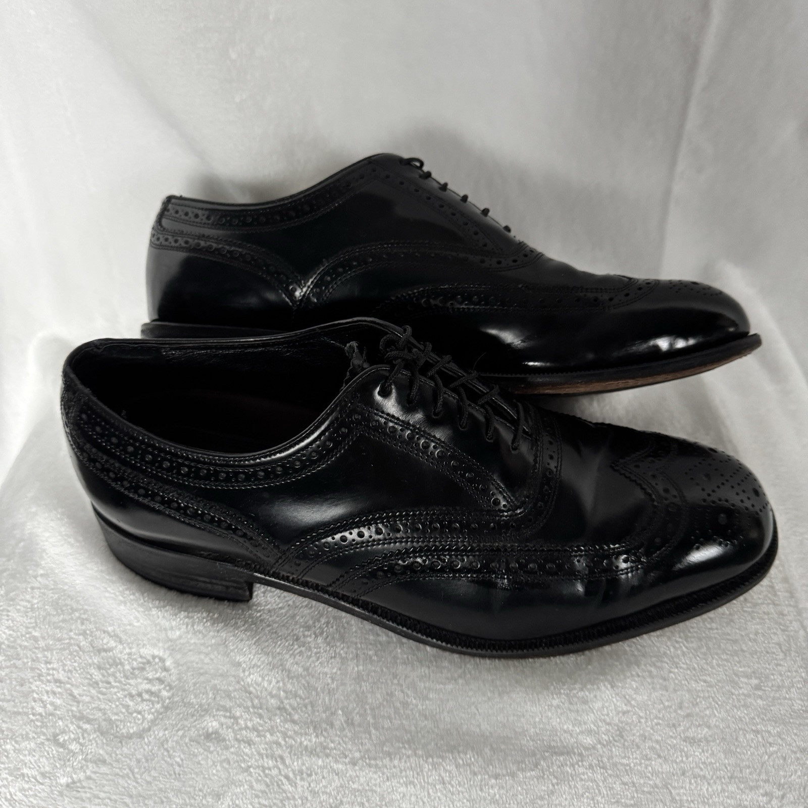SAOLA Scarpe eleganti Florsheim Lexington Oxford a coda di rondine in pelle nera taglia 9 5D Brogue