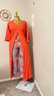 Women's 2-Piece Outfit Set Kimono & Wide-Leg Pants Floral Orange/Blue One Size — photo 4