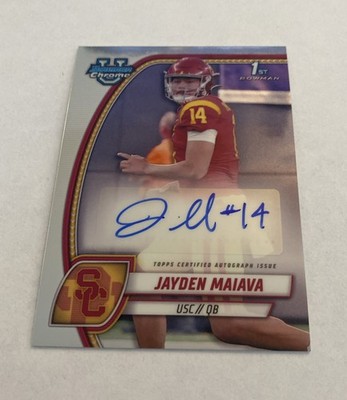Jayden Maiava 2024 Bowman University Chrome PA-JMA Base Auto USC 1st Bowman