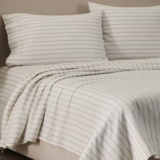 Jeremiah Brent Home Cotton Sateen Sheet Set Chalk Striped
