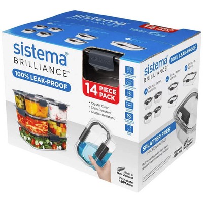 Sistema Brilliance 14-teiliges Frischhaltedosen-Set auslaufsicher BPA-frei Deckel