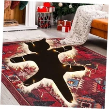 Light Up Fried Cat Rugs, Funny Christmas Area Rug with String Warm Light