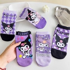 5 Pairs Sanrio Kuromi Socks with different designs of Kurumi Cute Christmas Gift