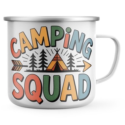 Camping Squad Emaille Becher Fun Farben Campingbecher für Outdoor Liebhaber Wanderer an...