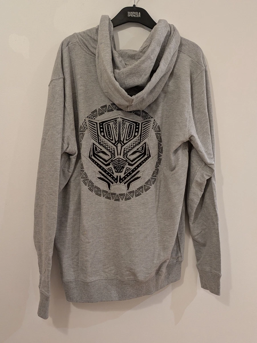 Marvel Negro Pantera Gris Pullover Sudadera con Capucha Logo Gráfico Totalmente NUEVO Unisex Talla M