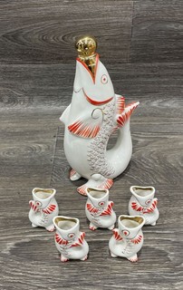 vintage Soviet porcelain fish decanter set