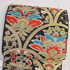 Obi Kimono Fukuro pure silkgthreadChinese flower patternQinghai waveflower patte